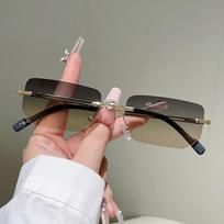 2025 Rimless Rectangle Sunglasses Unisex Frameless Eyewear Designer Trendy Versatile Square Shade Sun Glasses For Daily Outings Other