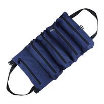 Tool Roll Bag,Portable Tool Bag Roll Up Pouch Small Tool Bag with 5 Zipper Pockets Wear-Resistant Tools Carrying Bag mėlyna