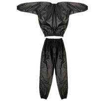 Elastic Waist Men Women PVC Sauna Suit Long Sleeve Fitness Clothing  Student XL juoda