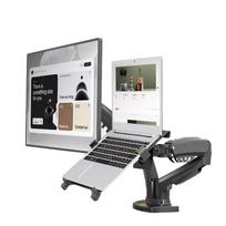 Desktop NB F160 + FP-2 Gas Spring Dual Arm for 17 -27  Monitor Holder + 10 -17  Laptop Support Air Press Mount Stand Load 2-9kg F160-FP-G white