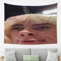 B-Billie Eilish Funny Face Tapestry Cutecore Room Decor Aesthetic Room Decor Room Decoration Items Room Accessories 100X70CM