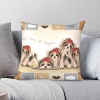 Biewer Parti Yorkie Pillowcase Polyester Linen Velvet Printed Zip Decor Pillow Case Car Cushion Cover 45x45 55X55CM