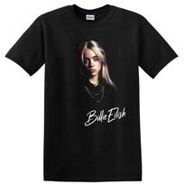 Billie Eilish Portrait T Shirt Pop Music Fan Art Black Hoodie Style Tee 3XL black