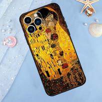 Gustav Klimt Kiss Art Phone Case For iPhone 13 11 12 14 15 16 Pro Max 7 8 Plus XR XS Max X Silicone Cover iPhone 16 Pro yellow