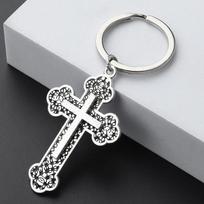 Sidabrinio tono gotiškas kryžiaus raktų pakabukas - Vintažinis filigranas ir ankh žavesio raktų žiedas Style 3 black