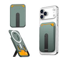 Strong Magnent Card Wallet Holder for Apple For Iphone 17 16 1 14 13 Pro Max for Samsung S2 S24 S23 Ultra Plus Magnetic Stand Bag Card Holder orange