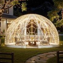 VEVOR Sodo Kupolas Igloo, 3,6 x 2,2 m Lauko Skaidri Burbulinė Palapinė 4-7 Asmenims, Atsparus Orai Geodezinis Kupolas Šiltnamis su Langeliu