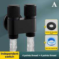 Stainless Steel One-Point Two-Water Angle Valve One-Inlet Two-Outlet Water Diverter Valve Independent Control Corner Valve black