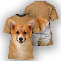 Corgi prancūzų buldogas mopsas 3D spausdinti marškinėliai Vyriški madingi laisvalaikio trumpomis rankovėmis apvali kaklo marškinėliai Bulhead terjero vasaros marškinėliai 4XL red