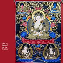 Large Hand-Painted Thangka Buddha Statues - Manjushri, Samantabhadra, Yellow Dzambala Temple Wall Art for Living Room Entrance black