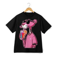 Rožinio Panteros Marškinėliai - Šaunus Animacinio Personažo Grafinis Unisex Marškinėlis Streetwear XL black