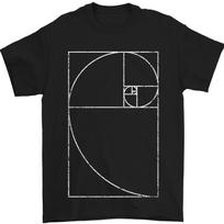 26 Fibonacci Spiral Golden Geometry Maths Mens T-Shirt 100% Cotton Unisex T-Shirt XL gray