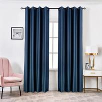 Modern Blackout Curtains For Living Room Spaces Bedroom Curtains For Window Treatment Curtain Drapes Navy Blue Finished Blackout Curtains W100XL130CM 1PC&Grommet Top black