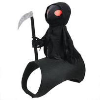Halloween Grim Reaper Rider Dog Costume Funny Sickle Cosplay Outfit Adjustable Vest for Small Medium Dogs Party Dress S juoda
