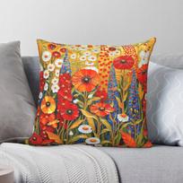 Gustav Klimt Flower Garden Square Pillowcase Polyester Linen Velvet Printed Zip Decor Pillow Case Bed Cushion Cover 30X30CM red