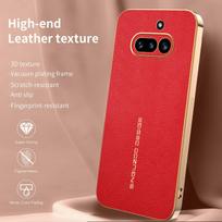 For Nothing phone 4A 4A Pro  premium electroplated lychee-textured phone case that’s shockproof and fingerprint-resistant Nothing phone 4A Pro raudona