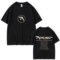 Aphex Twin 2014 m. T-shirt vyrams Laisvalaikio medvilniniai vintažiniai marškinėliai Vyriška mada Per dideli trumpomis rankovėmis marškinėliai Streetwear M black