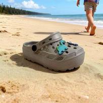 Boys Dinosaur Clogs Summer Beach Shoes Breathable Sandals Kids Cartoon Slippers Toddler Footwear 26-27 gray