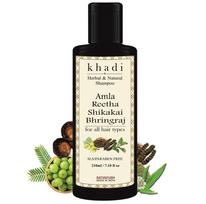 Satvayush Khadi Amla Reetha Shikakai Bhringraj SLS-Paraben free Ayurvedic Shampoo Anti Dandruff -210 ml white