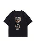 Rapper Ken Carson Kitty Print T Shirt Regular Wounisex Hip Hop Loose Tshirt Fashion Cotton Street Tees Funny unisex's Short Sleeve S