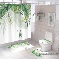 Waterproof Mildew-Proof Floral Shower Curtain 40x60 cm mat white