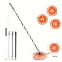 Stainless Steel Microfiber Mop with Ergonomic Handle,Durable,Easy Clean Design for Hardwood, Tile, Linoleum Floors,Ideal for Living Room,Bedroom,Patio oranžinė