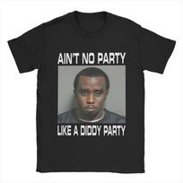 Unisexs Retro Aint No Party Like A Diddy Party T Shirt Cotton Clothes Funny Short Sleeve Crewneck Tee Shirt Summer Tshirts L gray
