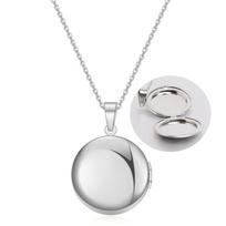 Openable Round Phase Box Lockets Necklace DIY Photo Frame Supplies Mirror Polished Stainless Steel Pendant Necklace 55cm white