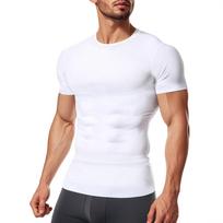 Mens Solid Fitted Compression Short Sleeve T Shirt Casual Sport Top S balta
