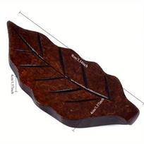 Japoniško stiliaus medinis valgymo lazdelių laikiklis Kūrybingas didelis lapas Rankų darbo valgymo lazdelių laikiklis Namų lentelės ornamentas Medinis stalo įrankių laikiklis A black