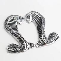 2x Žaltys Kobra Automobilio Priekinės Grotelės Emblema Šoninio Sparno Ženklelis Galinės Bagažinės Automobilio Lipdukai Priedai 5cm X 9cm Snake beige