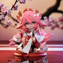 Cute Genshin Impact Figure Figurine Yae Miko Ganyu Hu Tao PVC Model Art Craft Desk Decor Ornament Gift brown