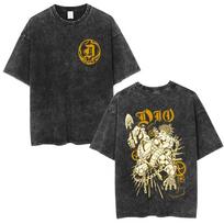 2026 Anime JoJo Bizarre Adventure Jotaro Kujo Vintage Acid Washed T Shirts Men Women Cotton Casual Short Sleeves T-shirts Streetwear S įvairiaspalvis