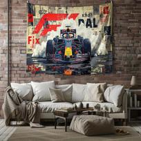 Racing Car Speed Track Wall Tapestry Machine Washable All Season Decor Print Motorsport Design Home Enhance Spatial Aesthetics 100X70CM black