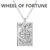 Dawapara Tarot Cards Necklace Women Stainless Steel Necklace Wealth Amulet Classic Tarot Major Arcana Divination Charm Jewelry steel color white