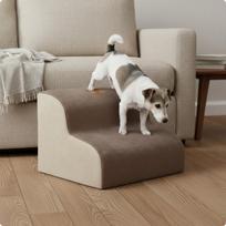 Pet Stair Ramp Washable Dog and Stairs Detachable Removable Padding Brown 2-tier gray