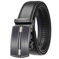Vyriškas odinis ratukinis diržas, šaunus ir stilingas, reguliuojamas automatinis kvadratinis lydinio sagties diržas, automatinis odinis sagties diržas, kasdienis verslo 110-130cm black
