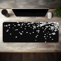 Largesized Esports Gaming Mouse Pad with a Simple Black and White Cherry Blossom Petal Design Features a Washable Base 900x400x2mm gray