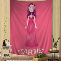 Horror Movie Carrie Tapestry Anime Tapestry Hanging Tarot Hippie Wall Rugs Dorm Wall Hanging Sheets Hanging Bohemian Tapestry 74x94cm(29x37in) pink