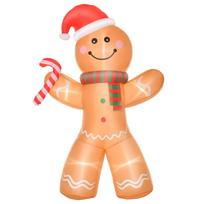 Self-inflating Gingerbread Man, incl. Blower, Christmas Decoration 2.4 m with LED Lights 170 x 65 x 240 cm geltona