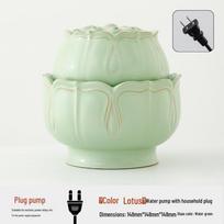 USB Ceramic Fountain: Creative Desktop Water Feature for Living Room & Office beige