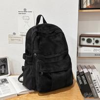 Schoolbag New Hong Kong Style Solid Color Backpack Large Capacity Middle School Student School Bag for Women, Simple and Versatile Vintage Travel tamsiai ruda spalva