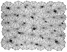 Juodas Helovino staltiesė su voratinkliais ir vorais 135x180cm