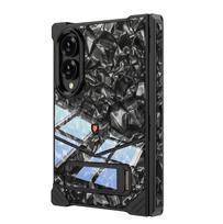Compatible with Samsung Z Fold 8: Wide-Folding Metal Borderless Marble Texture Case with Middle Hinge Samsung Fold Zfold8 black