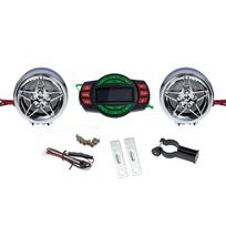 DC 12V Vandeniui atsparus motociklo Bluetooth radijas Motociklas Keturratis MP3 grotuvas Du garsiakalbiai Vairo radijas black