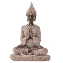 Resin Sitting Buddha Art With Painted Technique For Cultural Decor And Celebrations gray