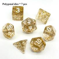 7pcs Transparent Dices Glitte Crystal Dice Set Rounded Polygon Dice for Dungeons and Dragons D&D RPG Role Playing Game Dices auksas