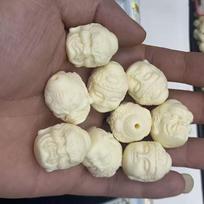 5Pcs Shell Powder One Side Buddha One Side Demon Head Beads 21x26mm Ivory Dual Face Charms for DIY Bracelet Religious Jewelry Making 5Pcs/21×26mm balta