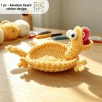 Handmade Crochet Lizard Coaster - Fun, Prank-Style Novelty Gift (Includes Crochet Lizard Coaster And Random Lizard Sticker) - Available in Two Colors