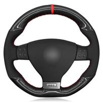 Automobilio vairo užvalkalas Minkštas juodas zomšas Anglies pluoštas Volkswagen Golf 5 Mk5 GTI VW Golf 5 R32 Passat R GT Black Thread black